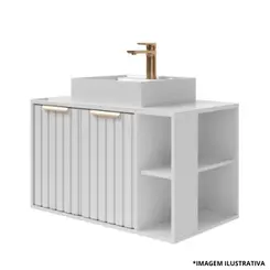 Toucador Noruega 80Cm Branco Cuba Sobrepor -Mgm