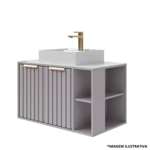 Toucador Noruega 80Cm Platina Cuba Sobrepor-Mgm