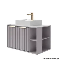 Toucador Noruega 80Cm Platina Cuba Sobrepor-Mgm