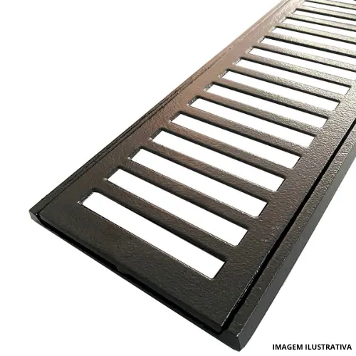 Conjunto de Grelha C/ Suporte Alumínio Sup.Veicular 10x100 Preto - Lgmais