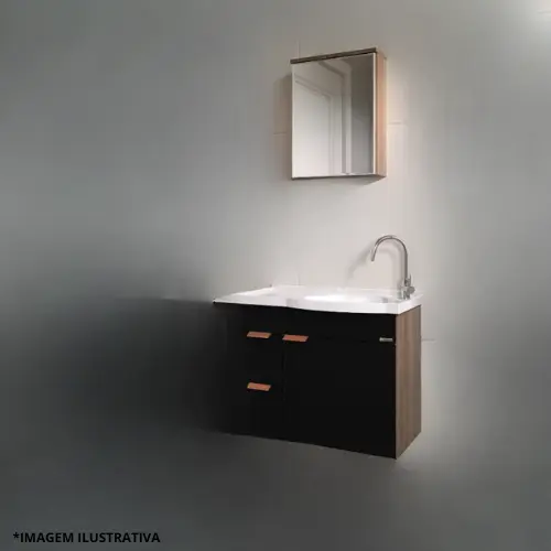 Kit Toucador Capri 55,5Cm 2 Gavetas Textura Preto-Aj Rorato