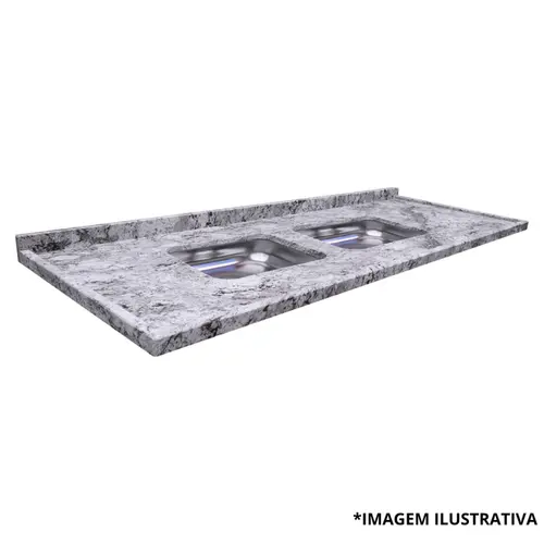 Pia De Granito 2 Cubas Onix Cinza 1,82Mts-Kasa Granito