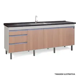 Gabinete De Cozinha 1,94Mt Branco/Peroba-Locatt