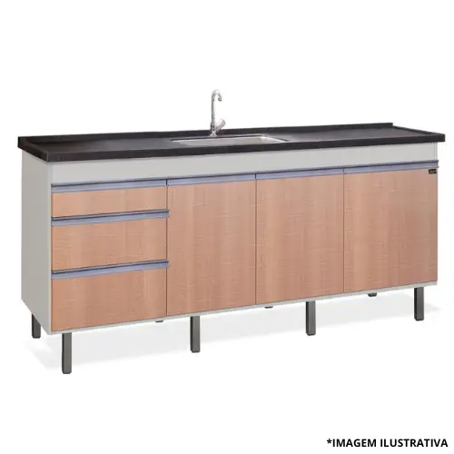 Gabinete De Cozinha Rubi 1,74Mt Branco/Peroba-Locatt