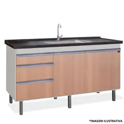 Gabinete de Cozinha Rubi 1,44Mt Branco/Peroba-Locatt