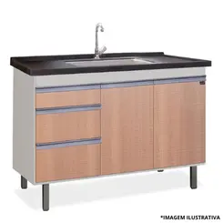 Gabinete De Cozinha Rubi 1,14Mt Branco/ Peroba-Locatt