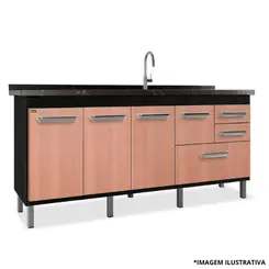 Gabinete De Cozinha New Versátil 1,74Mt  Nero/Peroba-Locatt