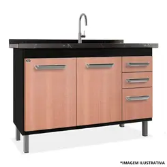 Gabinete De Cozinha New Versátil 1,14Mt Nero/Peroba-Locatt