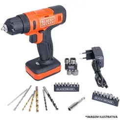 Parafusadeira/Furadeira BCD712VHDK-BR 3/8 C/28 Acessórios + Maleta -Black Decker