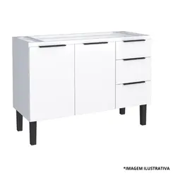 Gabinete De Cozinha Aço Jupiter 1,14Mt Branco Mon-Cozimax