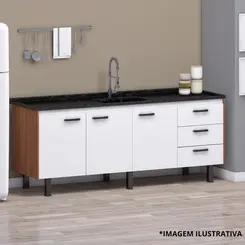 Gabinete Cozinha Novita 1,44mt Freijo/Branco - Arte Gabinetes