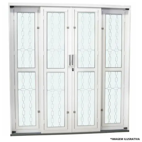 Porta de Correr Aço Branco para Poste Elo 4 Folhas 215x200 -CRV