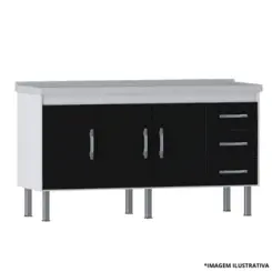 Gabinete De Cozinha Turim 1,44Mt Preto -Primatto