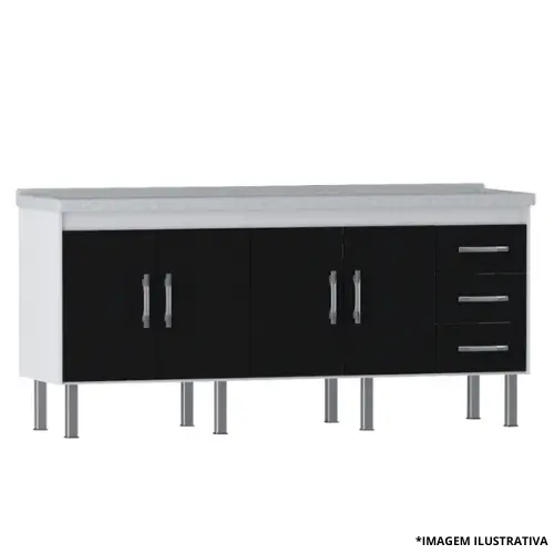 Gabinete De Cozinha Turim 1,74Mt Preto-Primatto