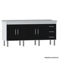 Gabinete De Cozinha Turim 1,74Mt Preto-Primatto