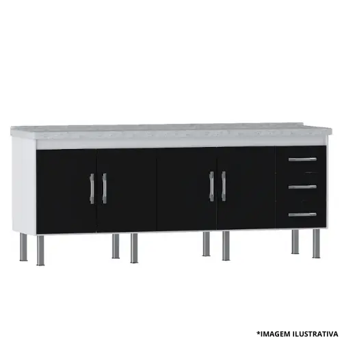 Gabinete De Cozinha Turim 1,94Mt Preto-Primatto