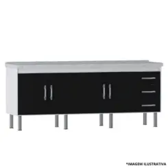 Gabinete De Cozinha Turim 1,94Mt Preto-Primatto