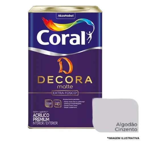 Tinta Coral Decora Matte - Algodao Cinzento - 18 litros