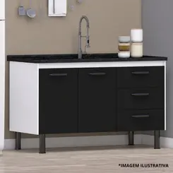 Gabinete de Cozinha New Prisma 1,14Mt Frente Black-Arte Gabinetes