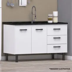 Gabinete de Cozinha New Prisma 1,14Mt Branco/Branco-Arte Gabinetes