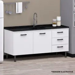 Gabinete de Cozinha New Prisma 1,74Mt Branco/Branco-Arte Gabinetes