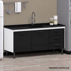 Gabinete de Cozinha New Prisma 1,74Mt Branco/Preto-Arte Gabinetes
