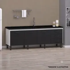 Gabinete de Cozinha New Prisma 1,94Mt Frente Black-Arte Gabinetes