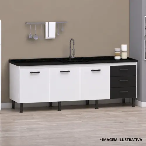 Coz.New Prisma 1,94Mt Branco/Preto-Arte Gabinetes