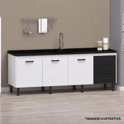 Coz.New Prisma 1,94Mt Branco/Preto-Arte Gabinetes