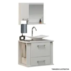 Kit Lion 60Cm Branco/ Branco Com Cuba-Arte e Gabinete