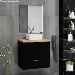 Toucador Topazio 60cm Preto/Freijo C/Cuba- Arte Gabinetes