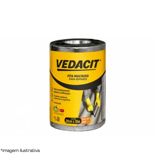 VEDACIT FITA MULTIUSO ALUMINIO 1MM 20CM ROLO 10MTS