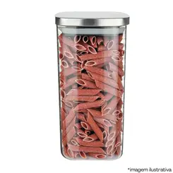 Pote De Vidro SLlim C/Tampa de  Inox  1,1LT  -  Euro