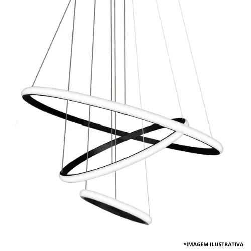 Pendente Led Aliança 600MM Al 60W Preto 3000K-Blumenau