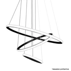 Pendente Led Aliança 600MM Al 60W Preto 3000K-Blumenau