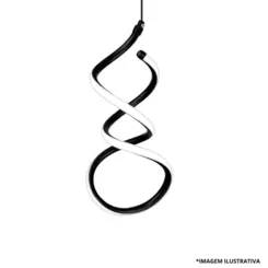 Pendente Led Espiral Al 365MM 18W Preto-Blumenau