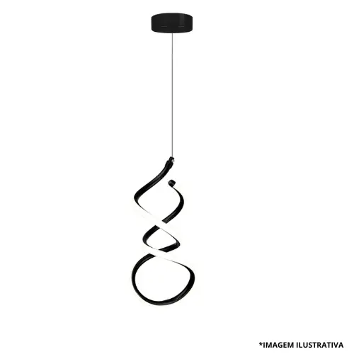Pendente Led Espiral Al 365MM 18W Preto 4100K-Blumenau