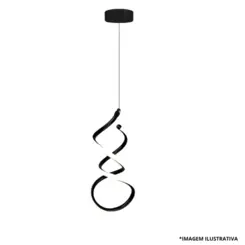 Pendente Led Espiral Al 365MM 18W Preto 4100K-Blumenau
