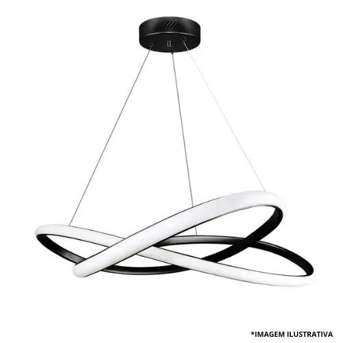 Pendente Led Laço Al 570MM 36W Preto 3000K-Blumenau