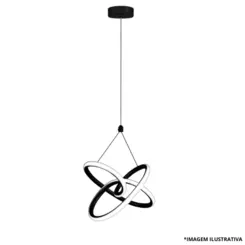Pendente Led Lupi Al 195MM 24W Preto 3000K-Blumenau