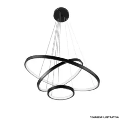 Pendente Led Ring 600MM Al 60W Preto 3000K-Blumenau